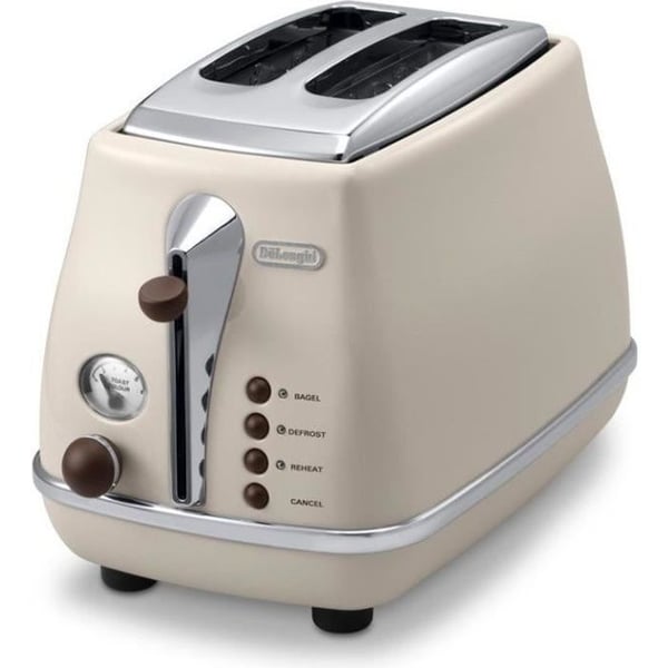 Brödrost - Delonghi - Icona Vintage - 2 skivor - 6 positioner - Blank beige / Choklad botten och handtag Brödrost - Delonghi - Icona Vintage - 2 skivor - 6 positioner - Blank beige / Choklad botten och handtag