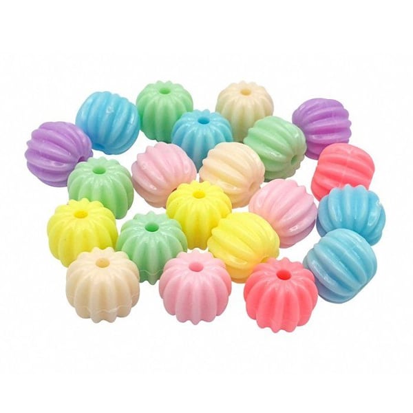 MégaCréa DIY - Pastellrandiga runda pärlor 1 cm 40 g
