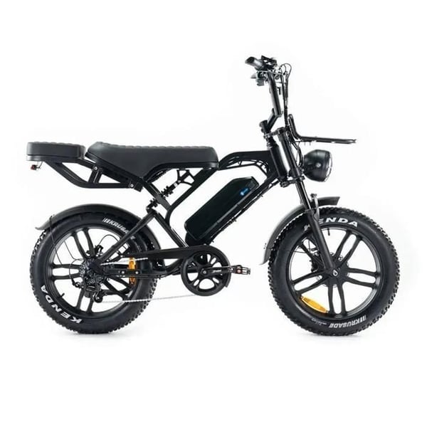 QMWHEEL V20 Pro Fatbike Elektrisk – Inbyggt alarmsystem – 20 tum – Motor 250W – 7 växlar – Räckvidd 60 km – Svart