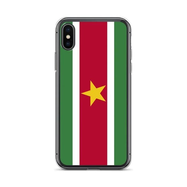 Mobilskal – Surinams flagga – Kompatibel med iPhone XS – Mjuk fodral – Slitstark och stötresistent - Silikon - Pixelforma