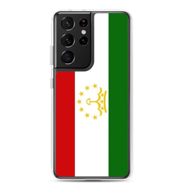 Mobilskal – Tadzjikistans flagga – Kompatibel med Samsung Galaxy S21 Ultra – Mjukt skal – Stötsäker och slitstark – Pixelforma