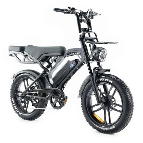 QMWHEEL V20 Pro Fatbike Elektrisk – Inbyggt alarmsystem – 20 tum – Motor 250W – 7 växlar – Räckvidd 60 km – Svart