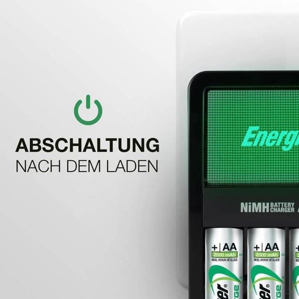 Genopladeligt batterioplader - ENERGIZER - Oplad 2 eller 4 NiMH AA/AAA batterier - 4 AA batterier inkluderet