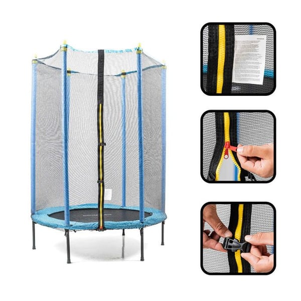 Trampolin - INNOVAGOODS - FJÄDERLEK - 140 cm - Säkerhetsnät - 3-6 år