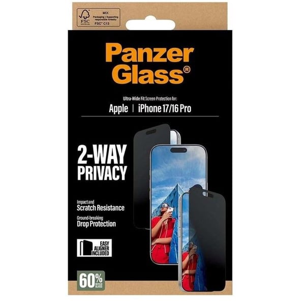 Skærmbeskyttelse - PANZER GLASS - iPhone 17 - Privatlivsfilter - Ridsefrit - EasyAligner