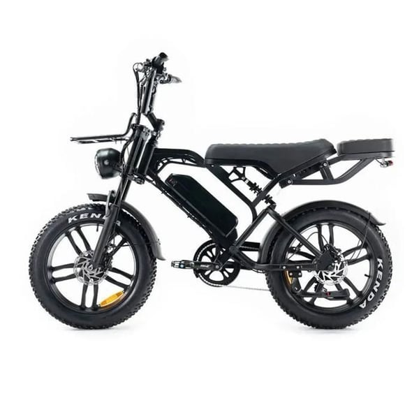 QMWHEEL V20 Pro Fatbike Elektrisk – Inbyggt alarmsystem – 20 tum – Motor 250W – 7 växlar – Räckvidd 60 km – Svart