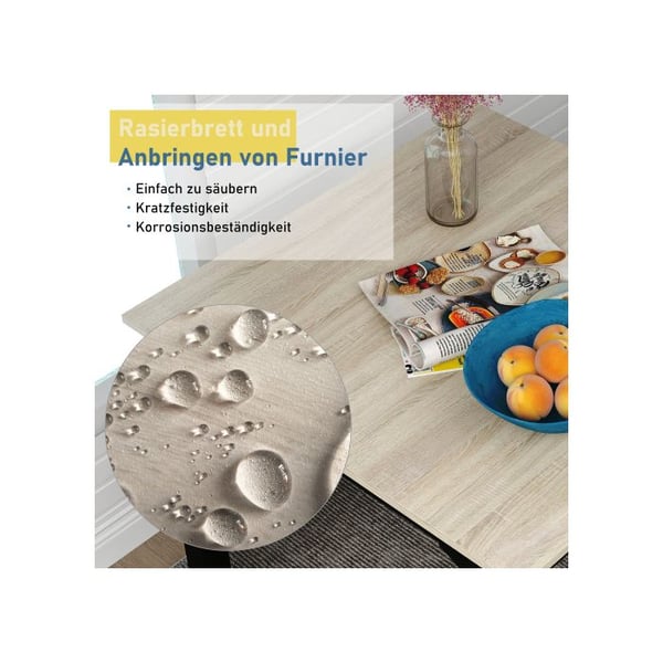 Stue, spisebord og to stole, naturlig farve
