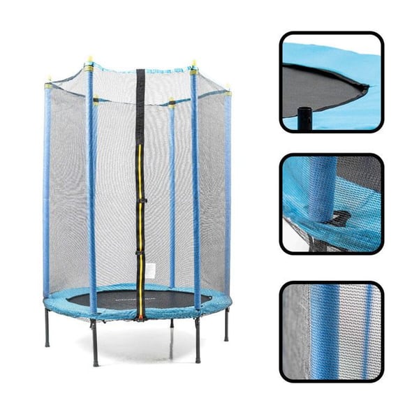 Trampolin - INNOVAGOODS - FJÄDERLEK - 140 cm - Säkerhetsnät - 3-6 år