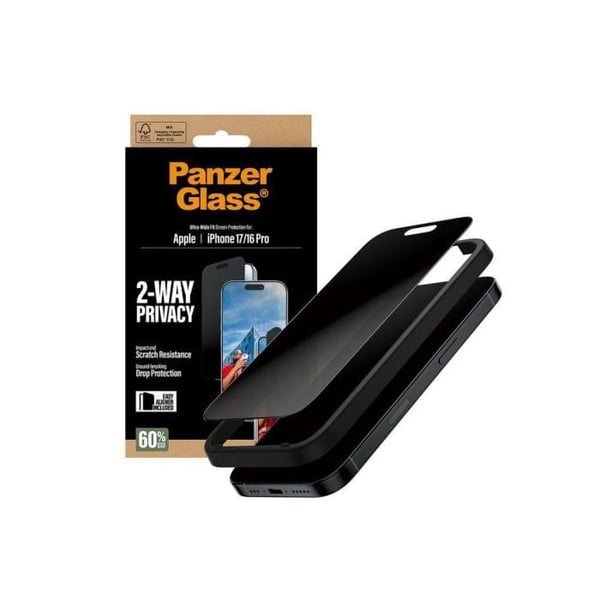 Skærmbeskyttelse - PANZER GLASS - iPhone 17 - Privatlivsfilter - Ridsefrit - EasyAligner