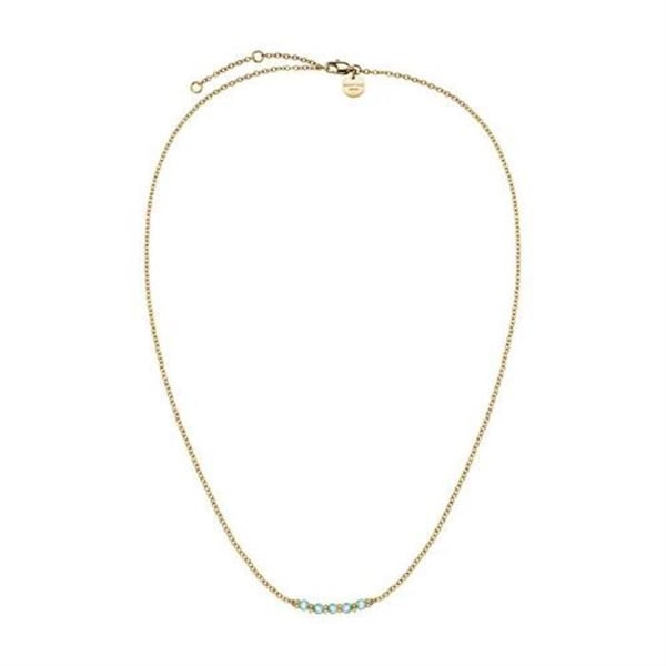 Halsband - ROSEFIELD - JNBRG-J812 - Guldpläterad 14k - Blå pärlor - Längd 45 cm