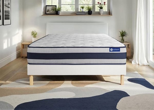 Madrass- och boxspringset 130x190 cm - Actiflex Ergo - Vitt boxspringkit
