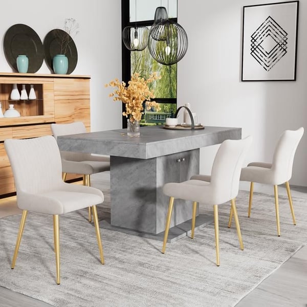 Matstolar - MUVOE - Set om 4 - Beige sammet - Bekväm - Modern design