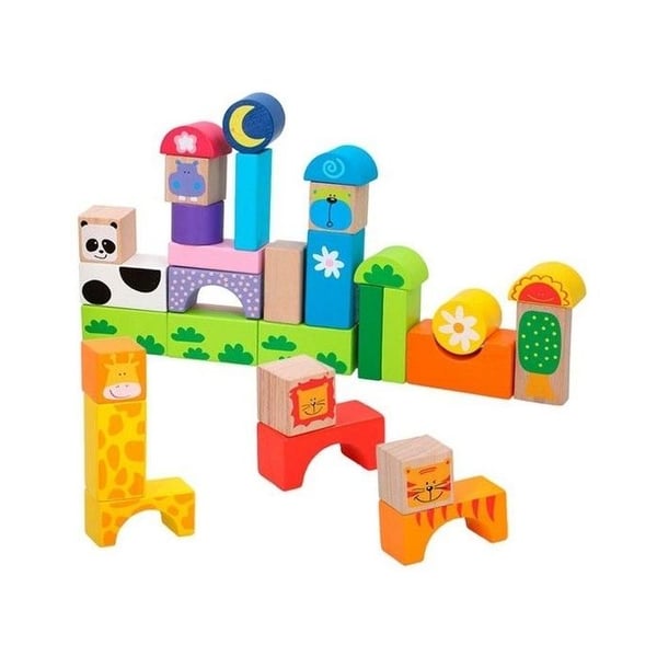 Byggstenar dekor och djur montessori spel