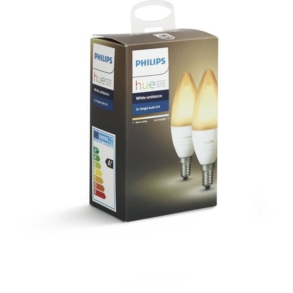 PHILIPS HUE förpackning med 2 vita Ambiance-flamlampor - 6 W - E14