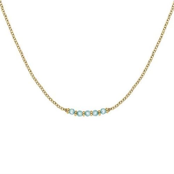 Halsband - ROSEFIELD - JNBRG-J812 - Guldpläterad 14k - Blå pärlor - Längd 45 cm
