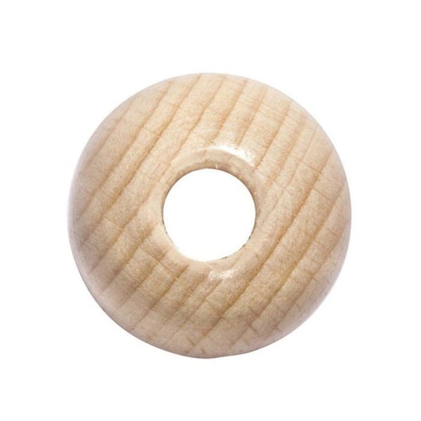 Träpärlor, polerade, 30 mm ø, natur, 10 mm hål
