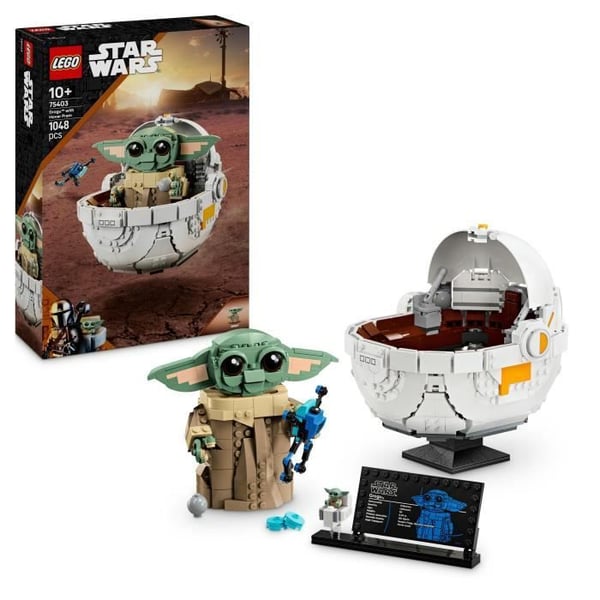 LEGO Star Wars: The Mandalorian 75403 Grogu ja hänen vaununsa - Rakennussarja 10 vuotta