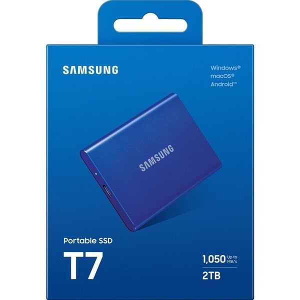 SAMSUNG - T7 Blå - Extern SSD - 2 To - USB 3.2 - Läshastighet upp till 1 050 Mo/s