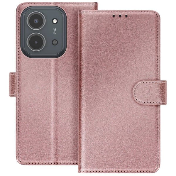 Fodral Plånbok för Redmi 15C Serie Chesterfield med Stövfunktion Roséguld
