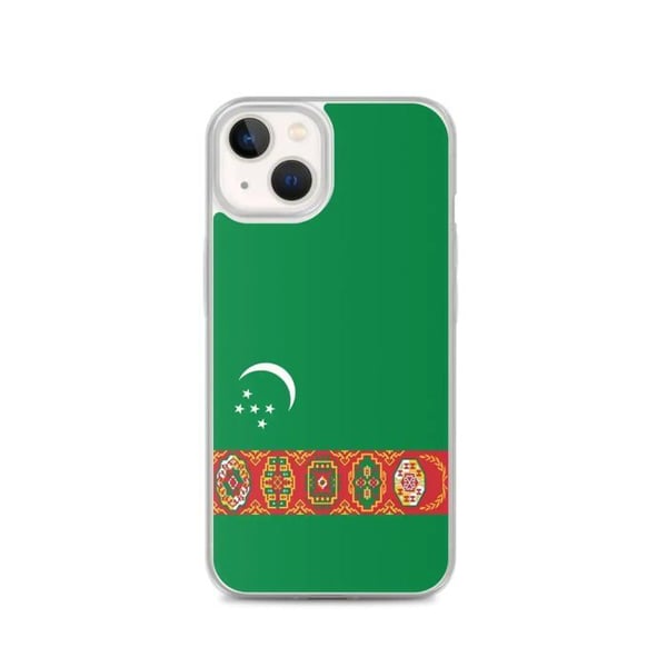 Mobilskal – Turkmenske flagget – Kompatibel med iPhone 13 – Mykt etui – Slitesterk og støtsikkert – Silikon – Pixelforma