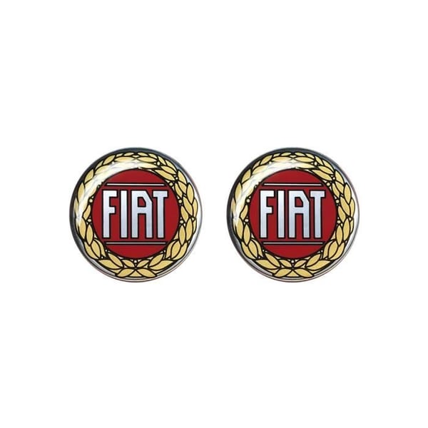 3D-klistermärke - Fiat Officiell Logotyp - Diameter 12 mm - 2 stycken - Röd