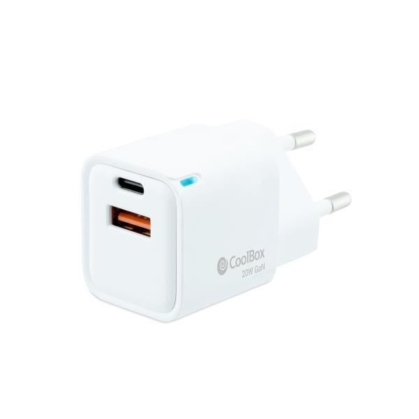 CoolBox Gan 20w väggladdare - Vit - 2 USB-portar - COO-CUP-20CA
