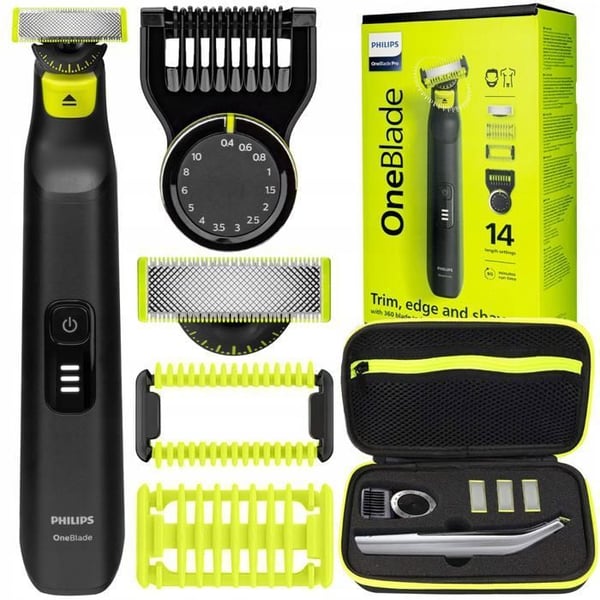 Hybridrakkniv - Philips - OneBlade Pro 360 QP6542/15 - Ansikte och kropp - 360-blad - Fodral inkluderat
