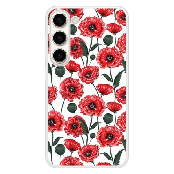 Skyddande silikonfodral med tryck, kompatibelt med Samsung Galaxy S23, Poppy-blommor