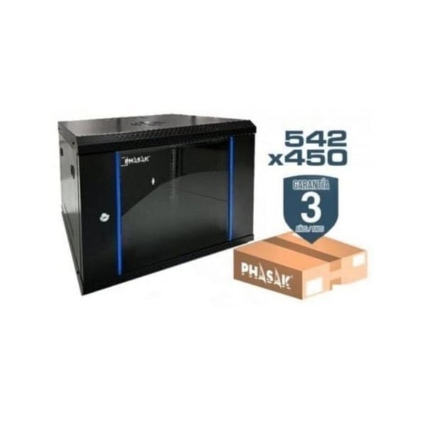 Armario Rack Mural Phasak PHO 2220D 19" 20U Dörr i Glas RAL 9005 Svart