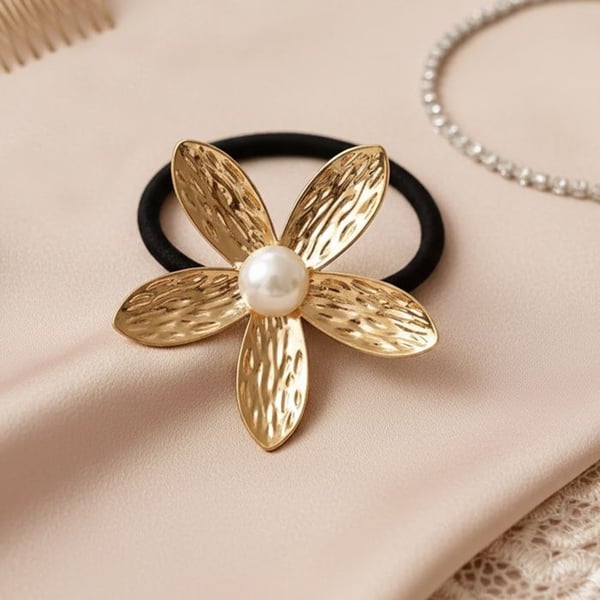 Elastisk - AVIZAR - Opal pärlblomma - Svart - Naturlig elegans - För kvinnor