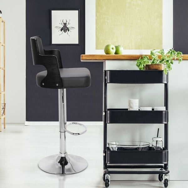 Set med 2 Russel barstolar Black Wood & Black Faux