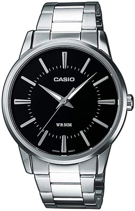 CASIO MTP-1303PD-1AVEF Kvartsklocka för män - Silverarmband - Svart urtavla - 5 ATM vattentät