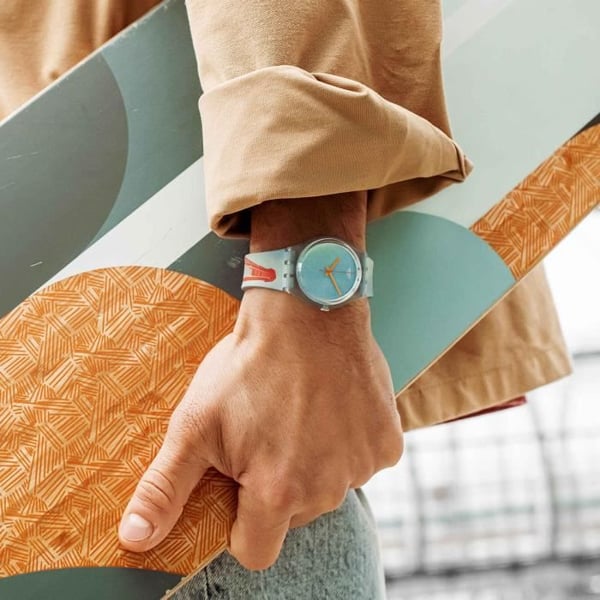 Klocka - SWATCH - Eiffeltornet - Blå silikon - Kvarts - Analog visning