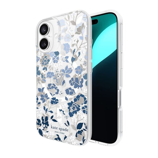 iPhone 16 Fodral - Flowerbed Blå - Kate Spade New York Protective Gems MagSafe