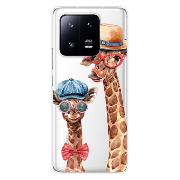 Tryckt silikonfodral som är kompatibelt med Xiaomi 13 Pro Funny Giraffe