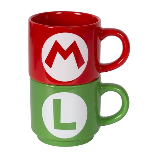 Nintendo - Super Mario - Set med stapelbara muggar "Mario och Luigi Initial" 280ml
