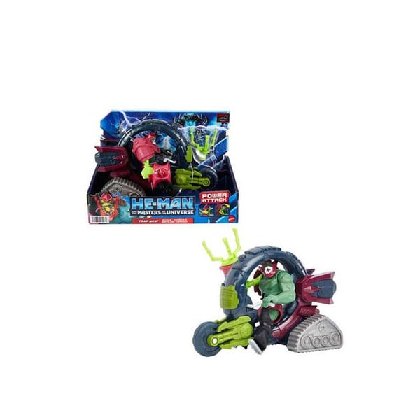 Artikulerad figur Trap Jaw från He-Man och Mästarna av Universum med fordon