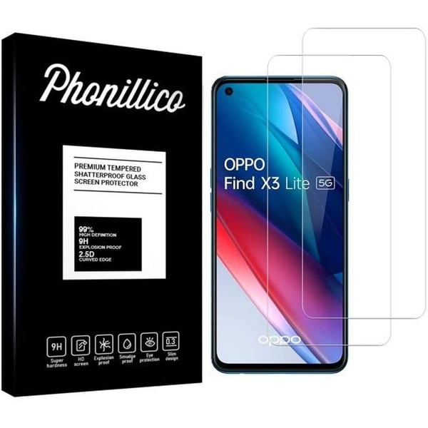 Härdat Glas för Oppo FIND X3 LITE [Pack 2] Skyddsglasfilm Phonillico®