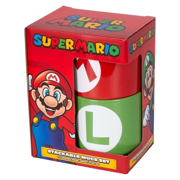 Nintendo - Super Mario - Set med stapelbara muggar "Mario och Luigi Initial" 280ml