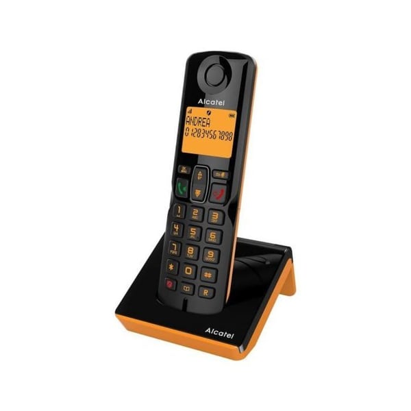 Trådlös telefon - ALCATEL - S280 Ewe - Svart/orange - Handsfree - 1 apparat