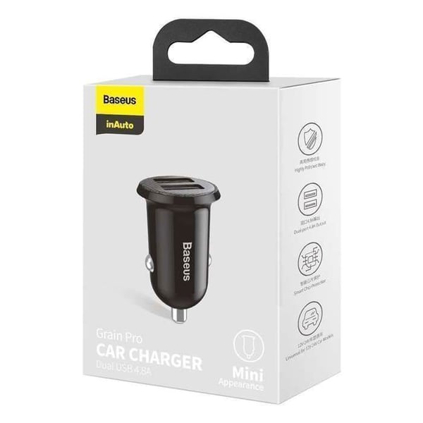 Bil-laddare - Baseus - CCALLP-01 - 4.8A - Dubbel USB - Svart