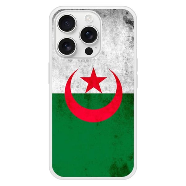 Förstärkt silikonfodral med tryck kompatibelt med Apple iPhone 16 Pro Algeriets flagga