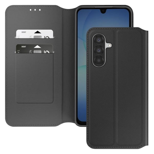 Plånboksfodral - AVIZAR - Samsung Galaxy A17 - Syntetiskt Läder Svart - Stödfunktion - Magnetlås
