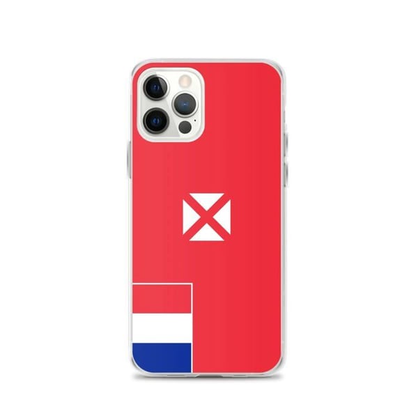 Mobilskal – Wallis- och Futunaflagga – Kompatibel med iPhone 12 Pro – Flexibelt fodral – Slitstarkt och stöttekniskt – Silikon – Pixelforma