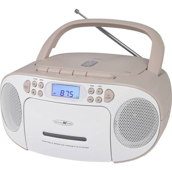 Reflexion RCR2260PK Radio-CD-spelare FM AUX, CD, Kassett rosa, vit