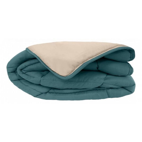 Bicolor varm Couette Microfibre "Cocoon Brandfritt - Standard NF EN ISO 12952" alla storlekar Gyllene fleece - cocoon Blå Påfågel G