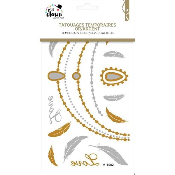 Tillfälliga Tatueringar - LILLA CLOWN - Guld/Silver - Slumptal