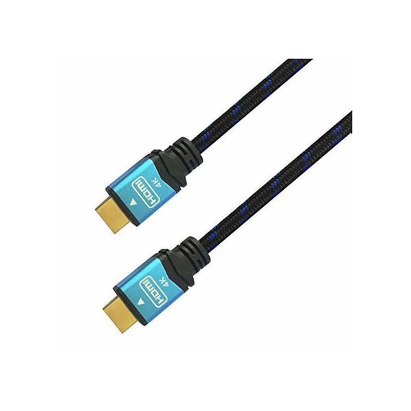 Flätad HDMI-kabel - AISENS - 2 m - Svart/Blå - HDMI-kontakter Typ A - Flerfaldig skärmning - Nylonöverdrag - 19 stift