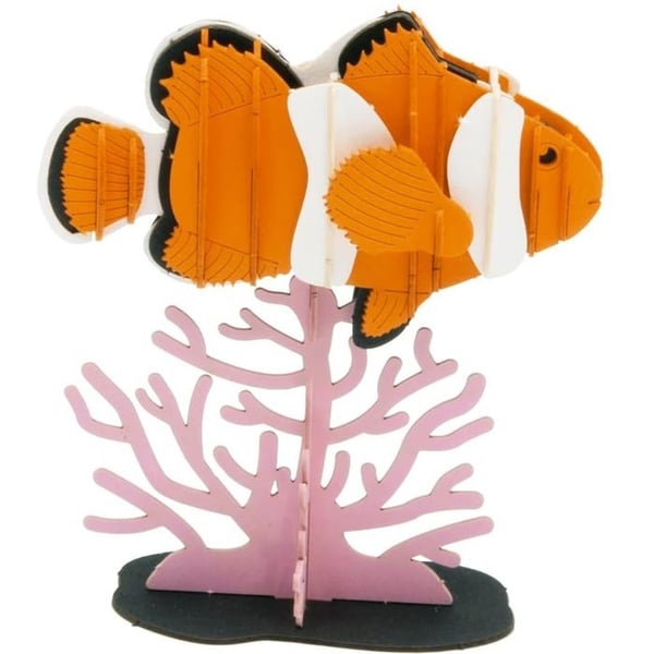 3D-pappermodell - FRIDOLIN - Clownfisk - Laserskuren kartong - 8,5 x 9 x 5 cm - Från 8 år