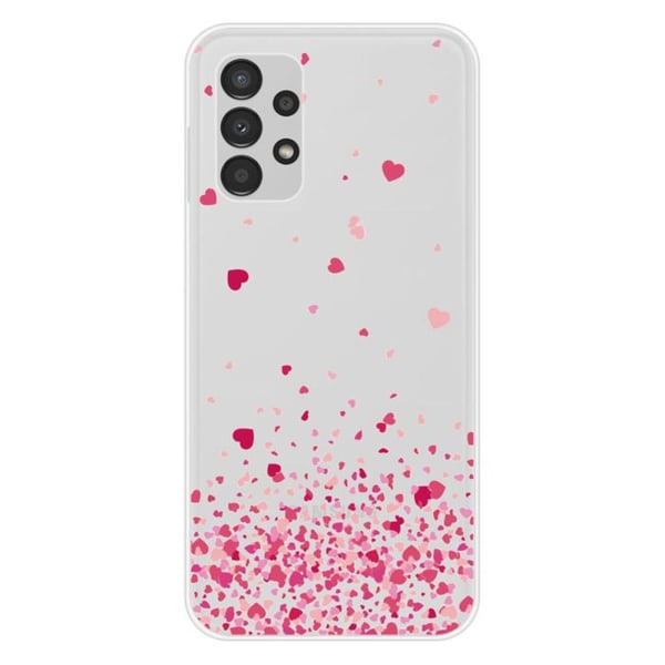 Siliconfodral - Kompatibel med Samsung Galaxy A13 4G - design med rosa hjärtkonfetti